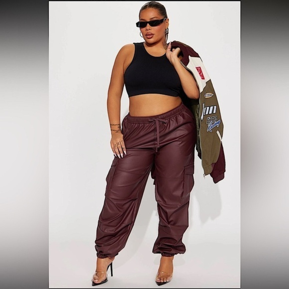 American Bazi Burgundy Cargo Joggers - Size 3X